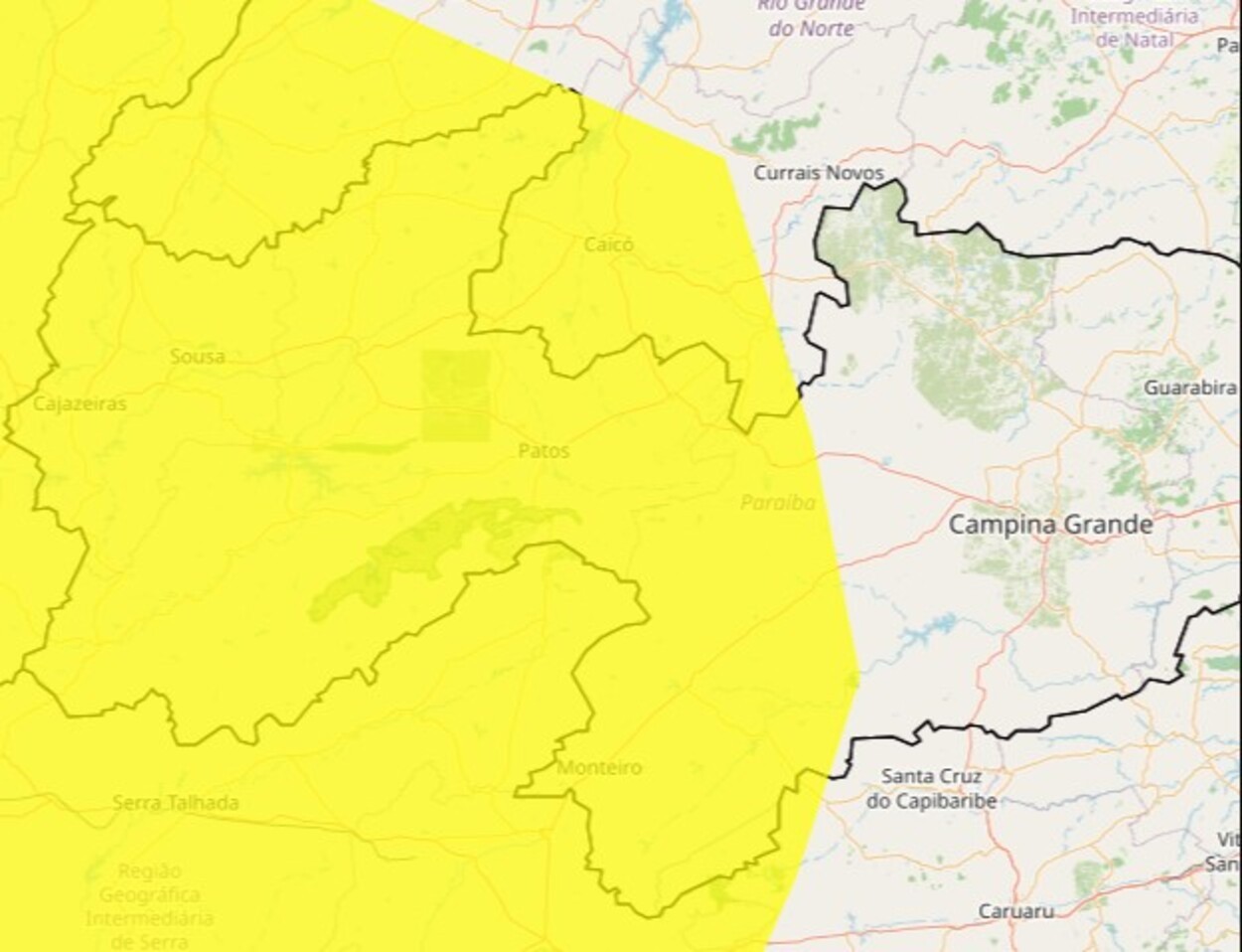 Inmet emite alerta de baixa umidade para mais de 110 cidades da Paraíba; veja a lista