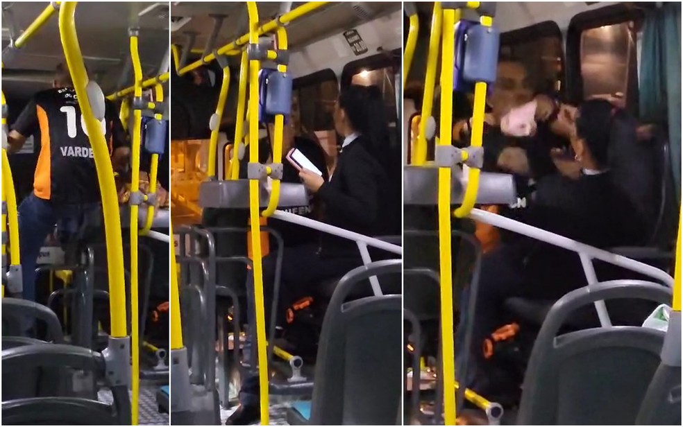 VÍDEO: Cobradora de ônibus é agredida após discussão com passageiro em Alfenas, MG — Foto: Reprodução / Redes Sociais