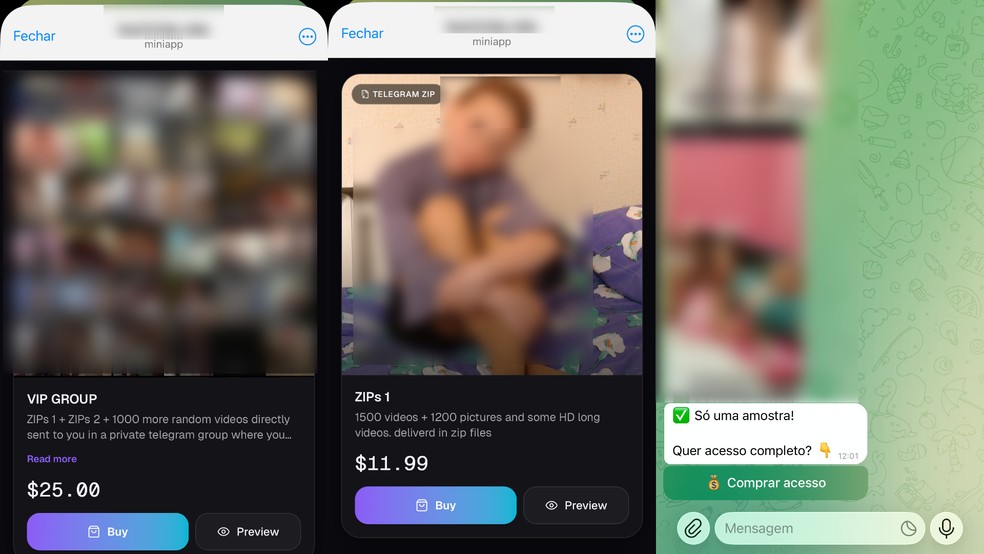 TikTok é usado por criminosos para promover a venda de conteúdo de abuso sexual infantil no Telegram; g1 monitorou perfis — Foto: Reprodução/Telegram