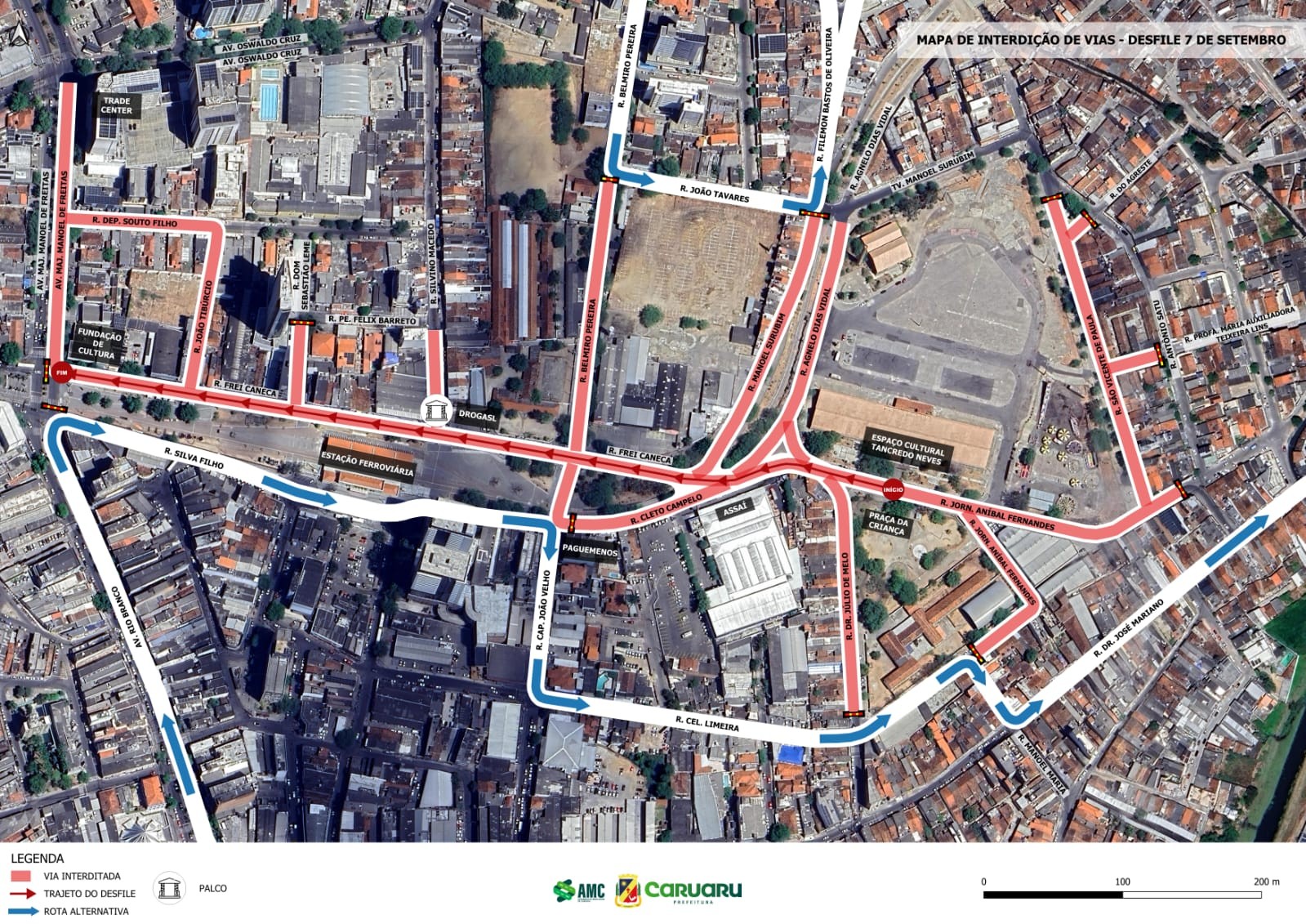 Ruas de Caruaru são interditadas para desfile cívico de 7 de Setembro