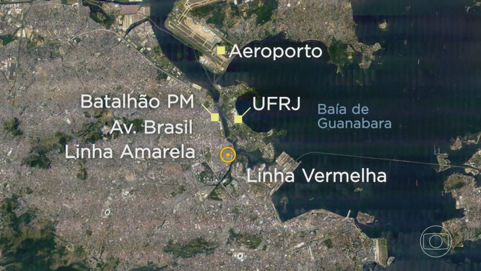 Local utilizado pelo treinamento do crime está rodeado por vias expressas. — Foto: TV Globo/Reprodução