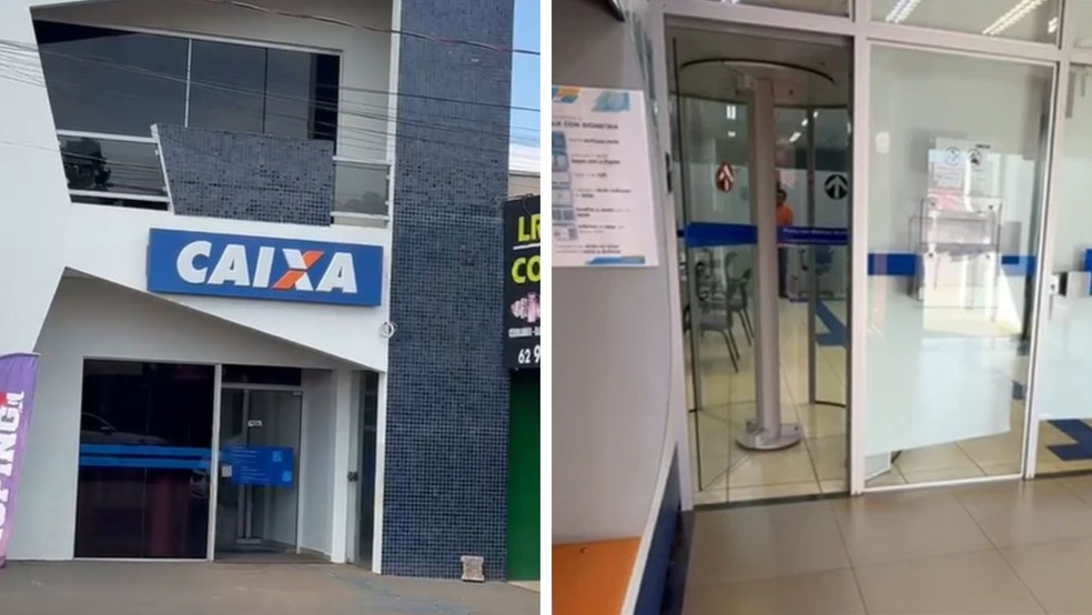 Agência da Caixa Econômica Federal em Santa Fé de Goiás — Foto: Reprodução/TV Anhanguera