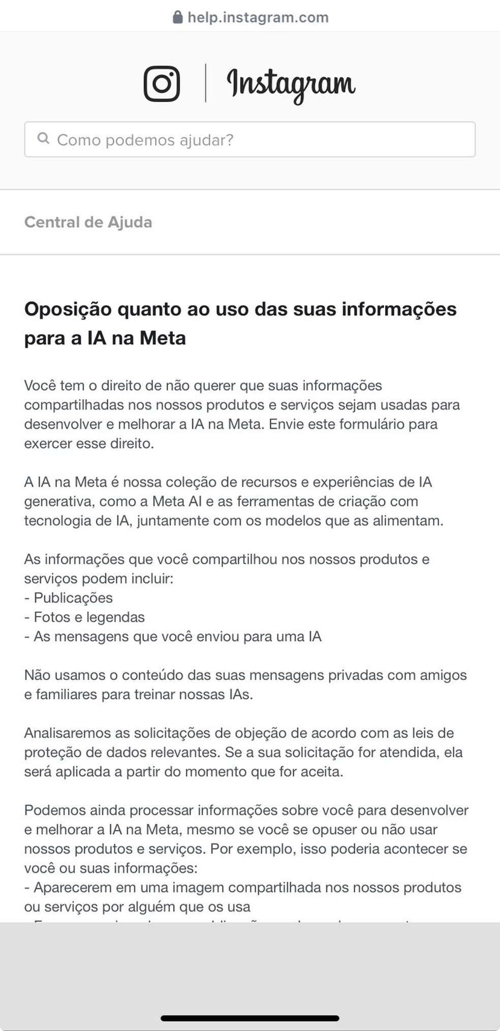 Passo a passo para evitar que Meta use dados para treinar IA 8 — Foto: Reprodução