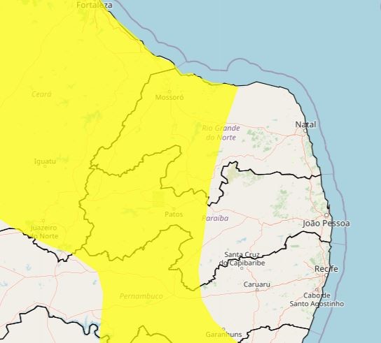 Inmet alerta para chuvas intensas em 90 cidades do RN; veja lista