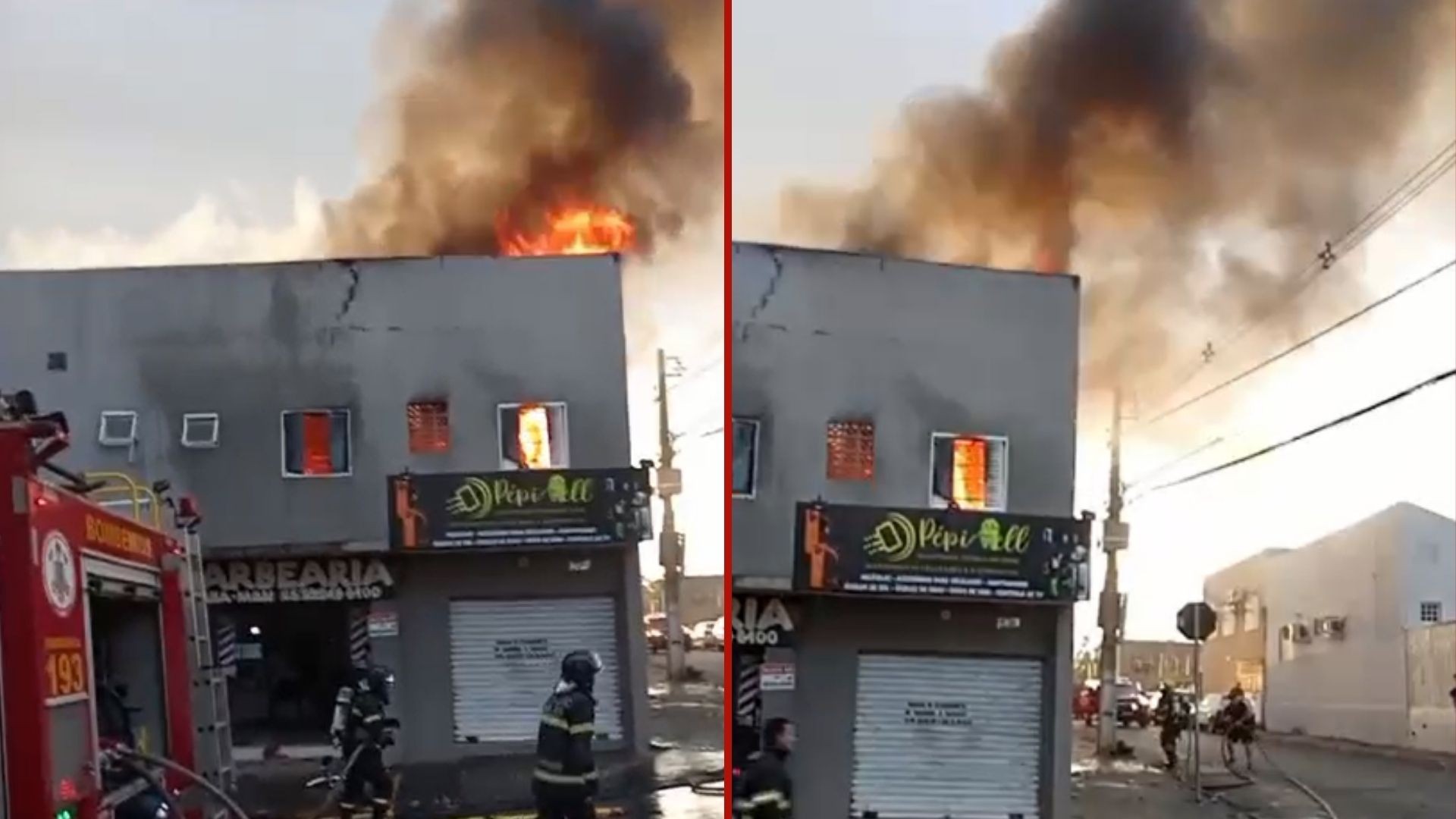 Incêndio atinge prédio comercial no bairro Alvorada, em Cuiabá
