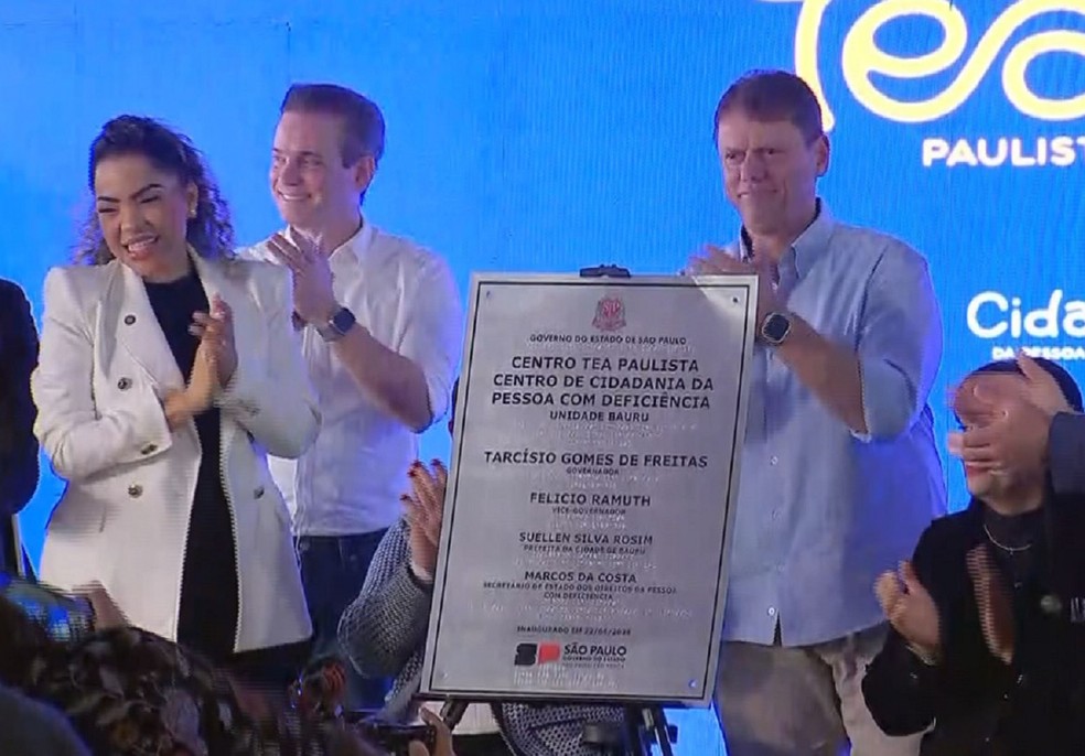 2 de 3
Com presença do governador de SP, Bauru inaugura primeiro centro de apoio a autistas no interior paulista — Foto: TV TEM/Reprodução