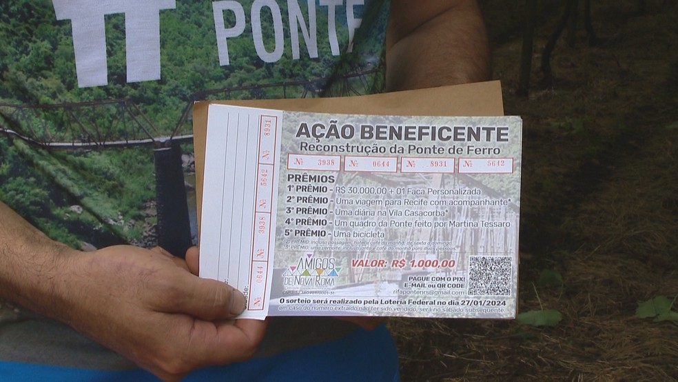 Ponte em Nova Roma do Sul foi construída com investimento comunitário — Foto: Reprodução/ RBS TV