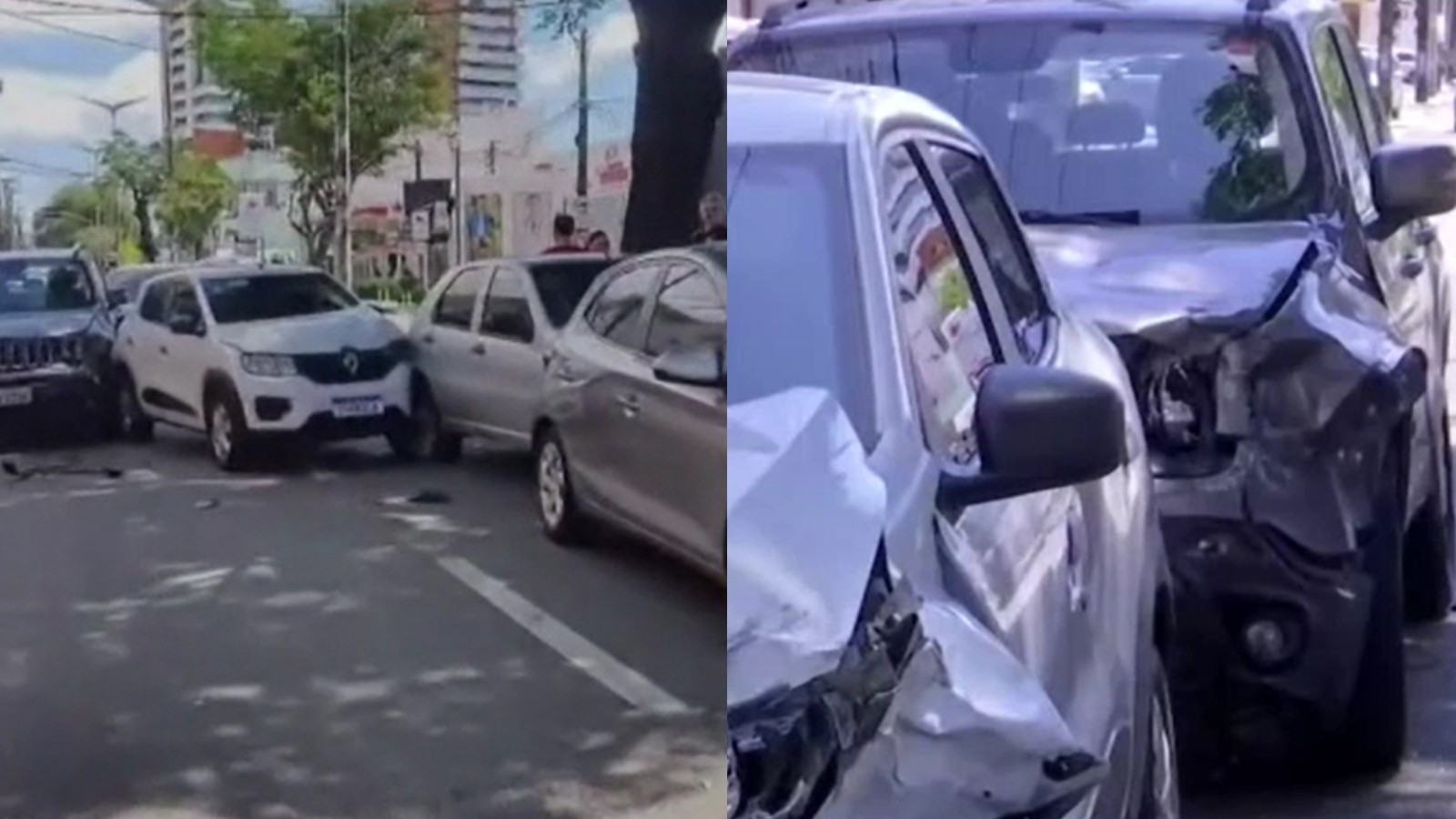 Engavetamento entre cinco veículos congestiona trânsito na Avenida 13 de Maio, em Fortaleza