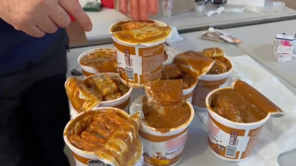 Tirzepatida estava escondida em doce de leite — Foto: Receita Federal
