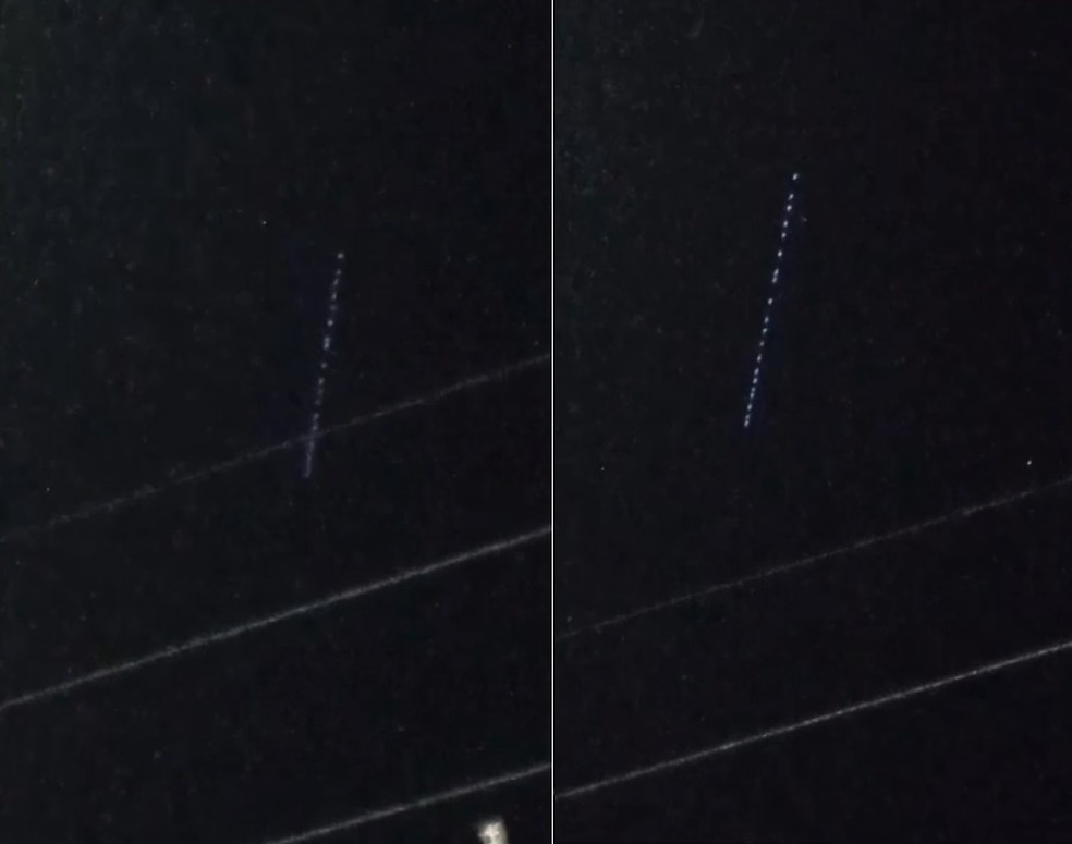 Piauienses registram 'linha de luzes' no céu durante passagem de satélites da Starlink — Foto: Reprodução