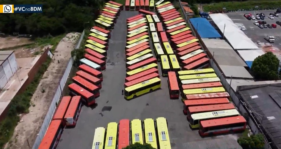 Rodoviários da Grande São Luís iniciaram greve nessa segunda-feira (17) — Foto: Reprodução/TV Mirante