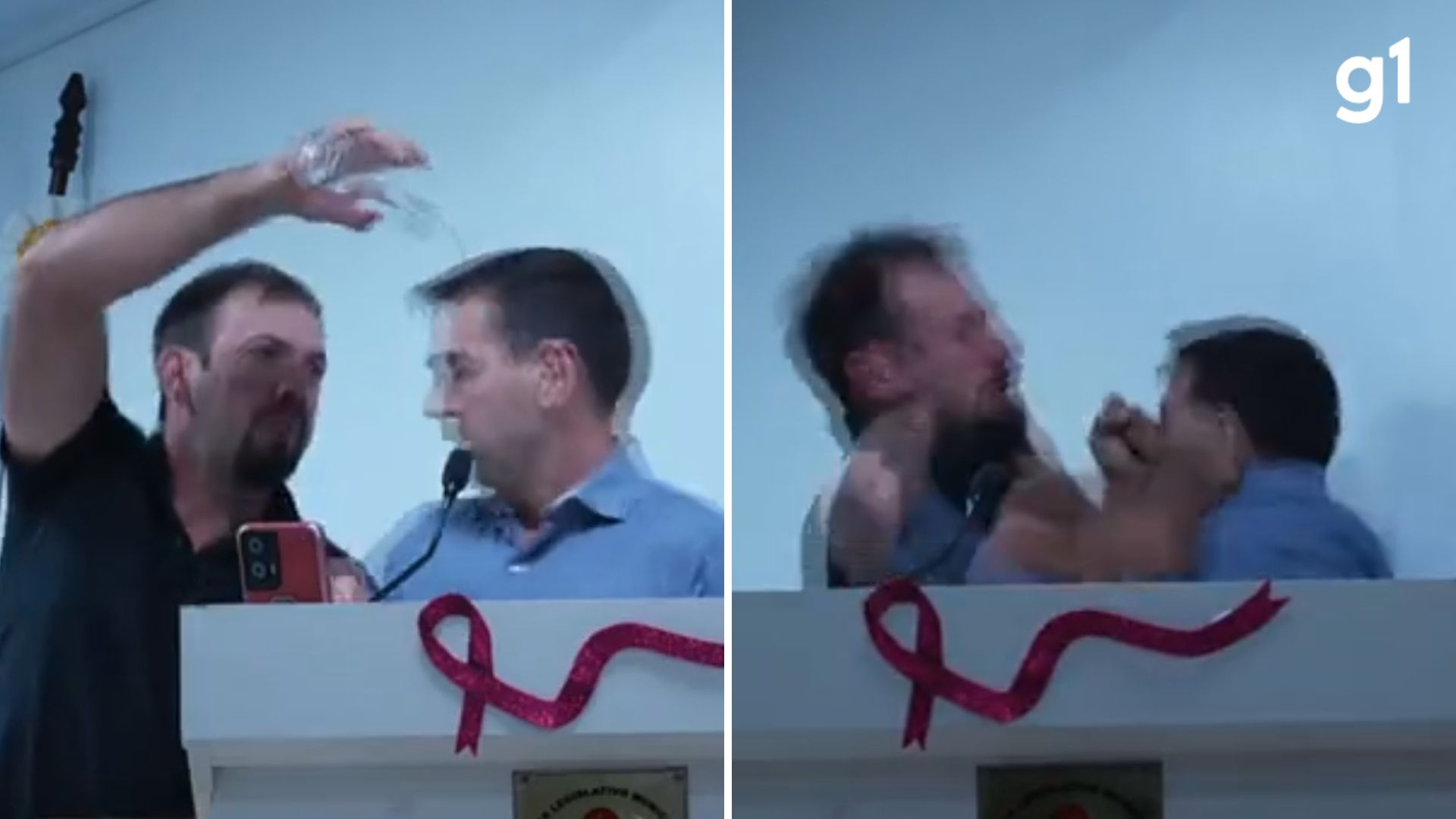 VÍDEO: Vereadores brigam a socos após parlamentar jogar água em colega durante sessão no interior do RS