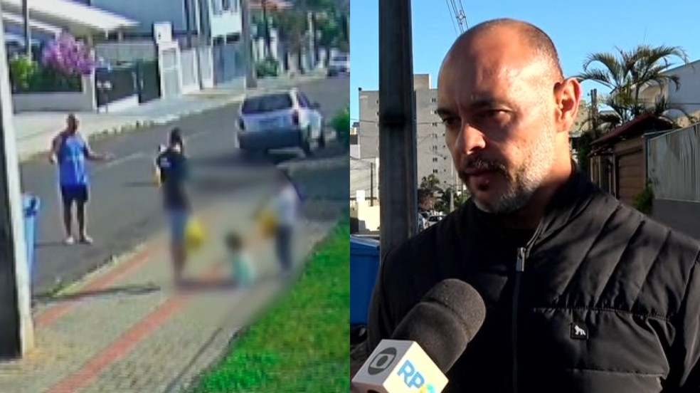 José viu o homem agredindo a filha e foi até o homem para intervir. — Foto: Reprodução/RPC
