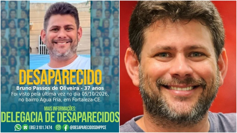 Bruno Passos de Oliveira, de 37 anos, foi visto pela última vez em uma festa política entre a noite de domingo (4) e a madrugada de segunda-feira (5), em Fortaleza. — Foto: Reprodução