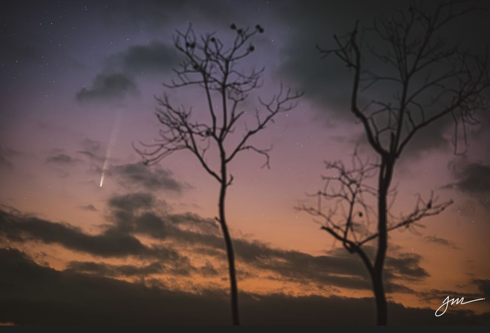 Batizado de C/2023 A3, cometa pode ficar visível a olho nu para quem acordar cedo (antes do nascer do sol) e olhar na direção leste. — Foto: João Melo/Arquivo Pessoal