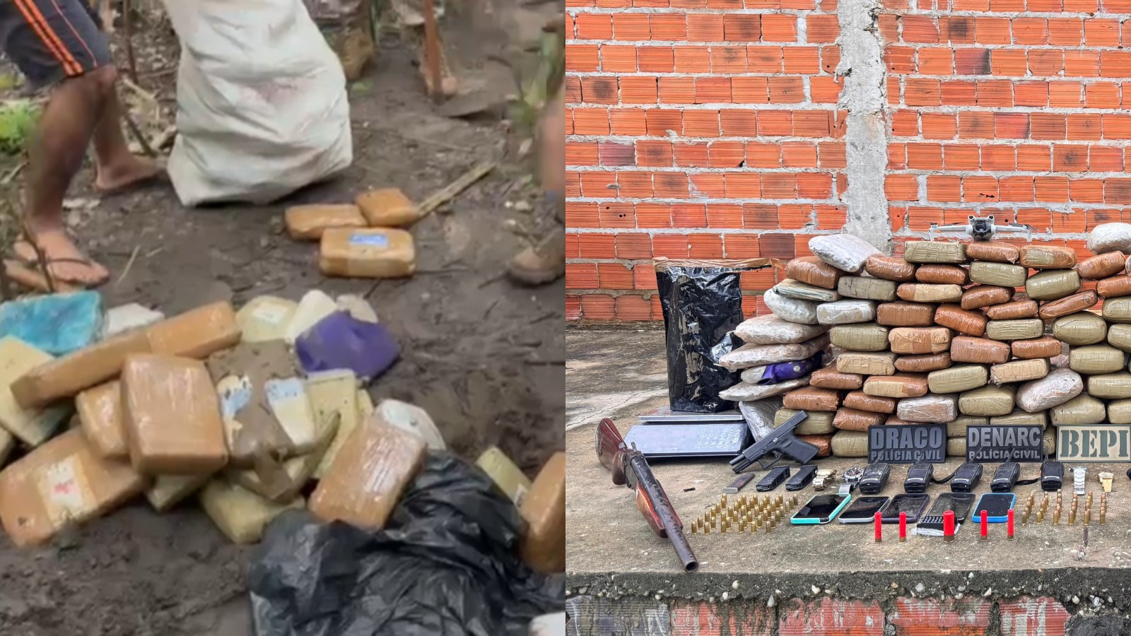 Tonéis enterrados com 100 kg de drogas são achados no MA; criminosos fugiram após troca de tiros