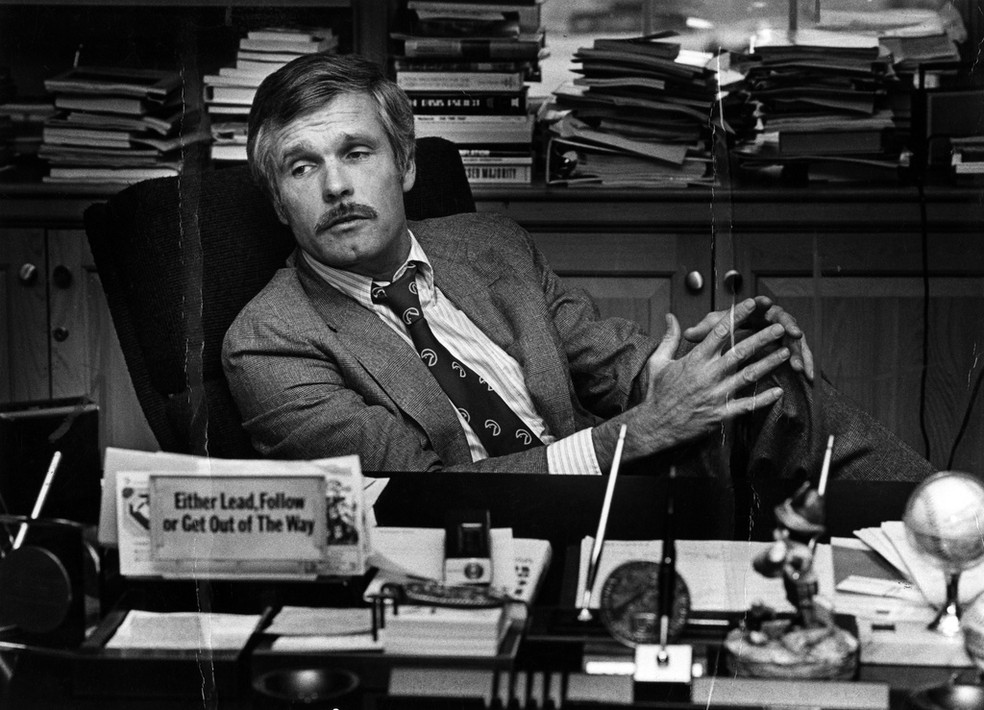 O empresário Ted Turner, fundador da CNN, em imagem de arquivo. — Foto: Nancy Mangiafico/Atlanta Journal-Constitution via AP