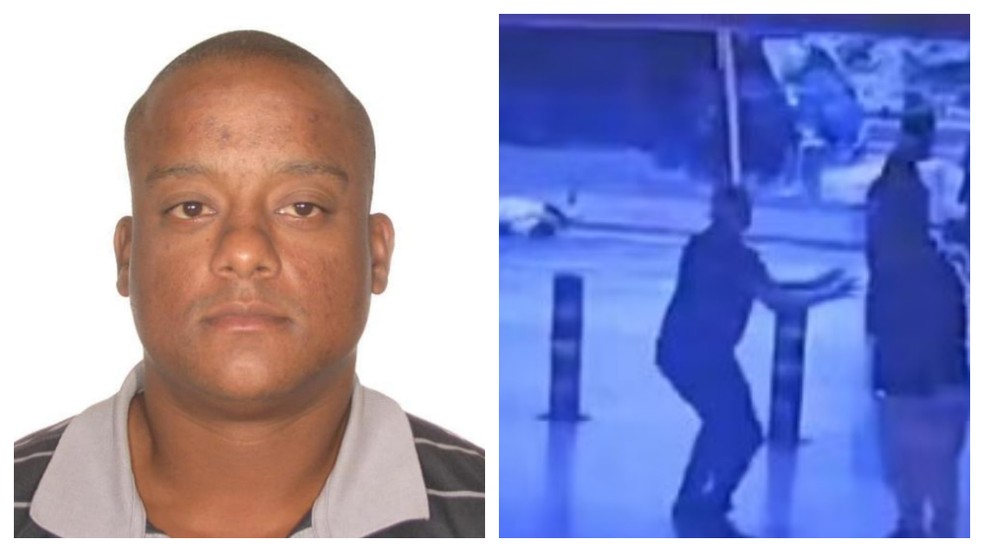 Montagem com a foto de Denis Martins, suspeito de atirar em Gritzbach no aeroporto — Foto: Reprodução
