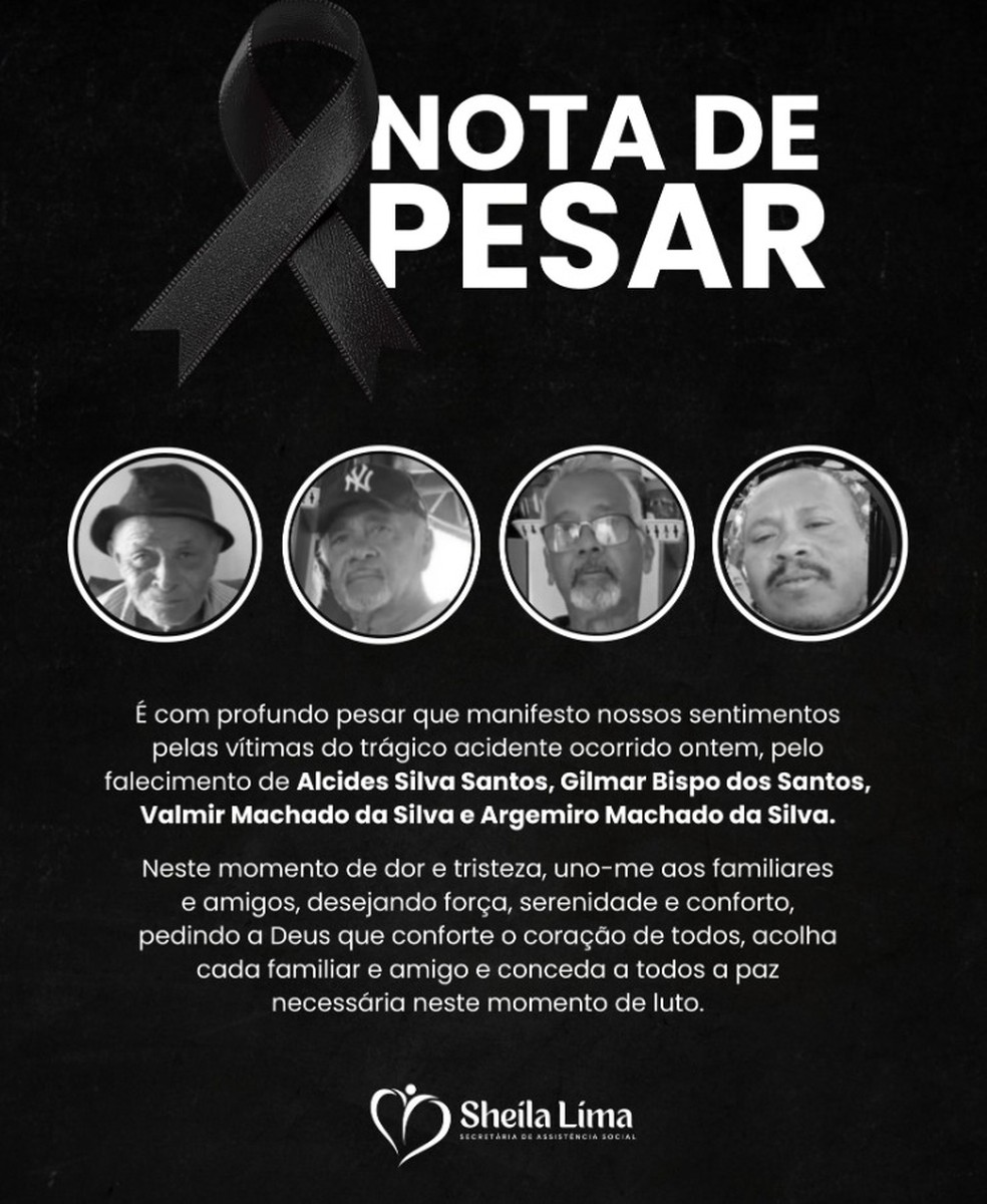 1 de 4
Nota de pesar da secret&aacute;ria de assist&ecirc;ncia social do munic&iacute;pio de Ruy Barbosa, Bahia. &mdash; Foto: Reprodu&ccedil;&atilde;o