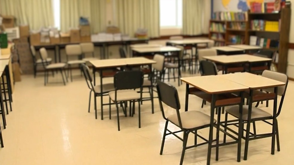 Sala de aula em Santa Maria (RS) — Foto: Reprodução/ RBS TV