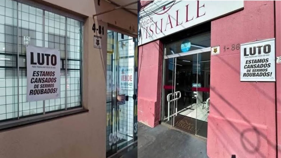 5 de 6
Comerciantes protestam com cartazes de 'luto' ap&oacute;s furtos em Bauru &mdash; Foto: Reprodu&ccedil;&atilde;o