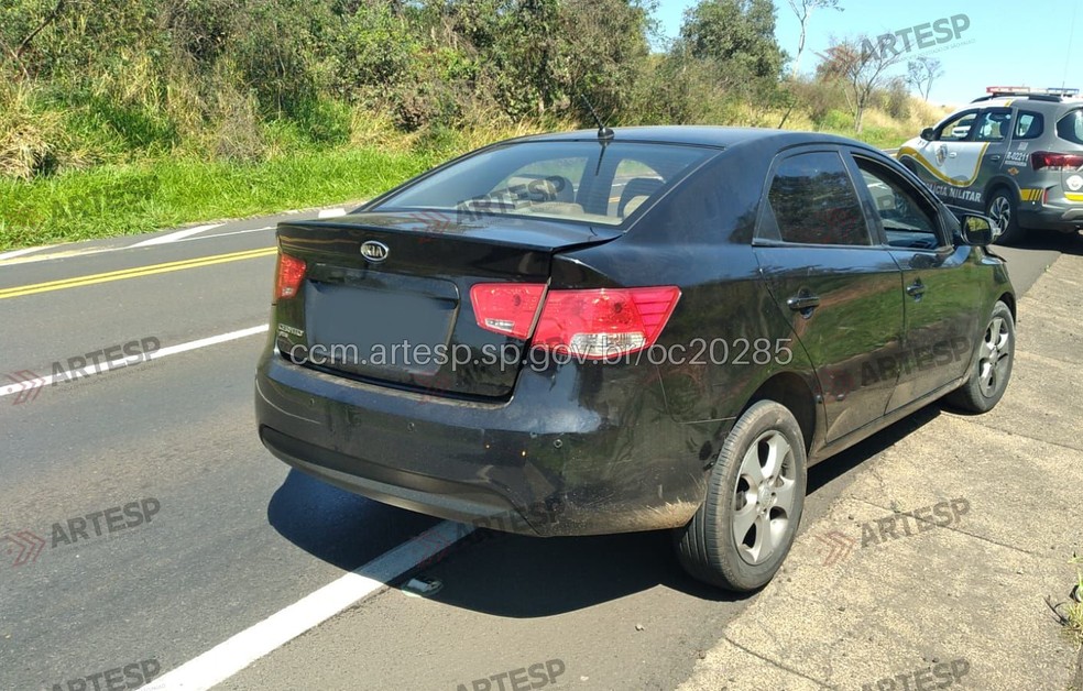 Batida de frente entre dois carros é registrada em rodovia de Martinópolis (SP) — Foto: Reprodução/Artesp