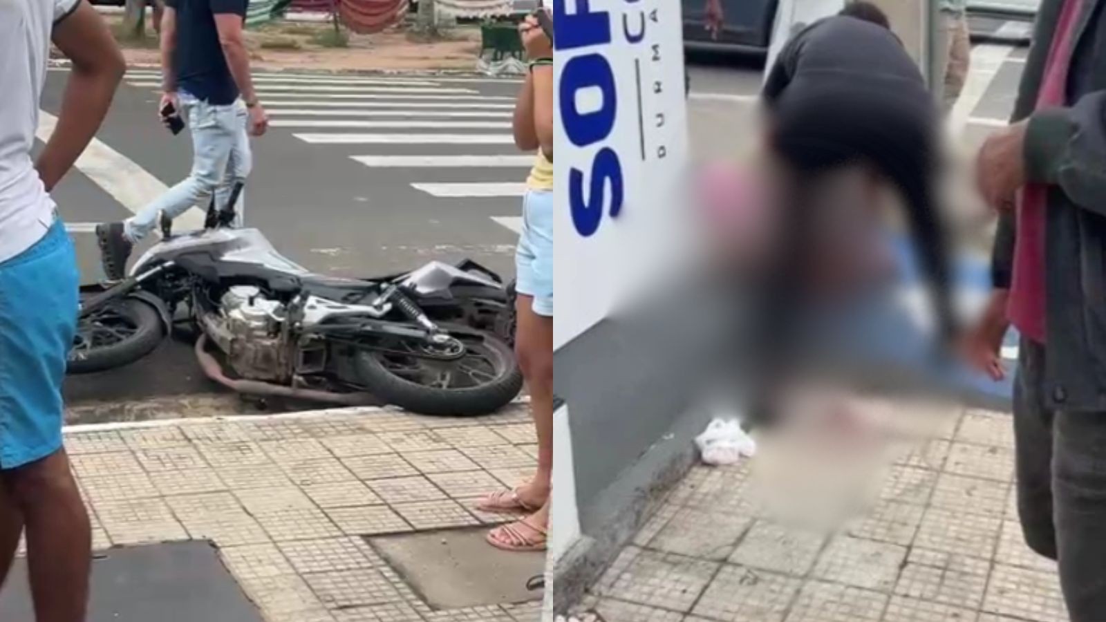 Vídeo mostra capacete rolando após batida entre moto e carro em Teresina; vítimas ficaram feridas