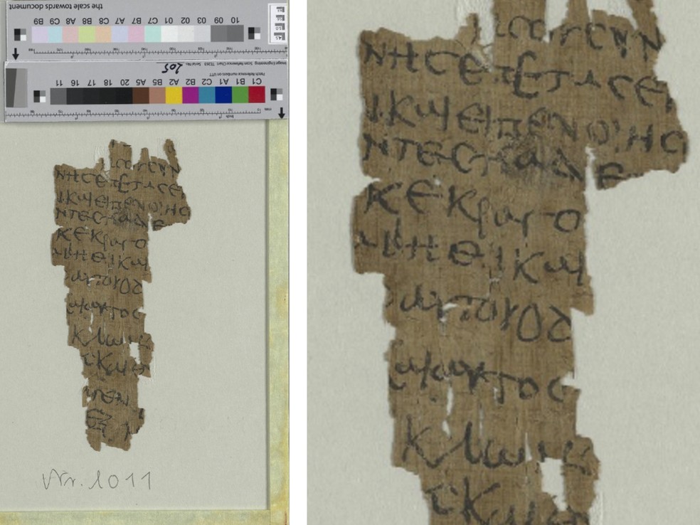 Fragmento de papiro do século 4 ou 5 — Foto: Reprodução/Staats- und Universitätsbibliothek Hamburg/Public Domain