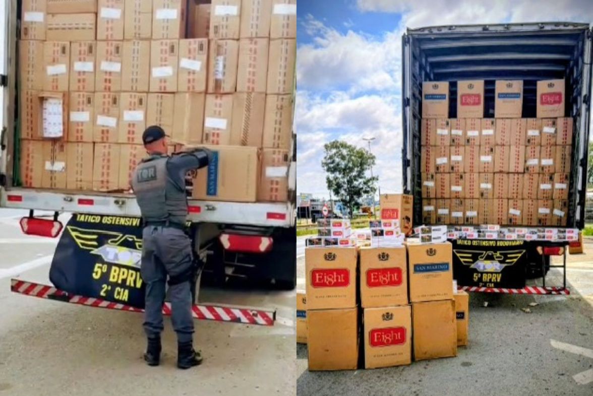 Polícia apreende carga de cigarros contrabandeados avaliada em mais de R$ 3,2 milhões em rodovia de Angatuba