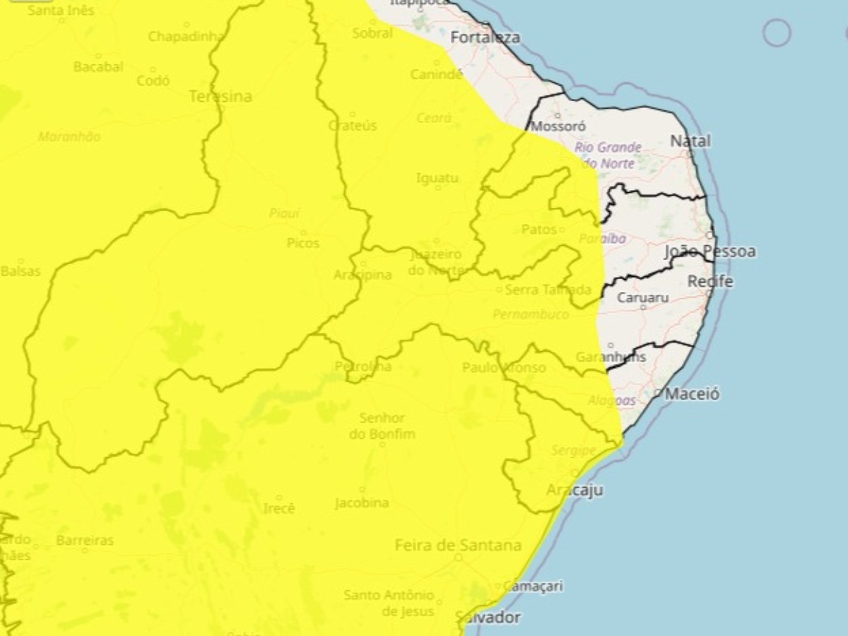 Inmet emite alerta de perigo potencial de chuvas intensas para o interior de PE; confira municípios