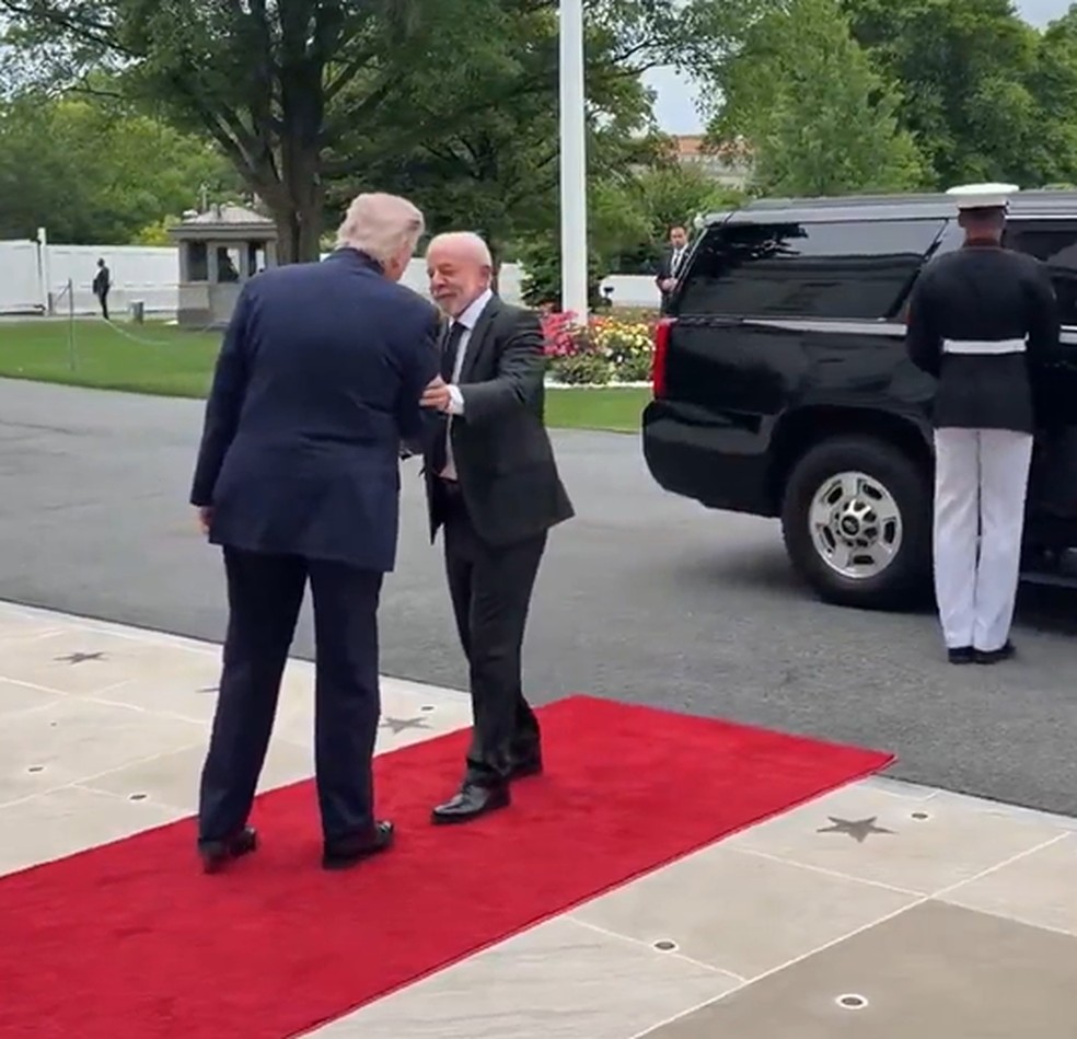Lula e Trump se encontram — Foto: Divulgação/Casa Branca
