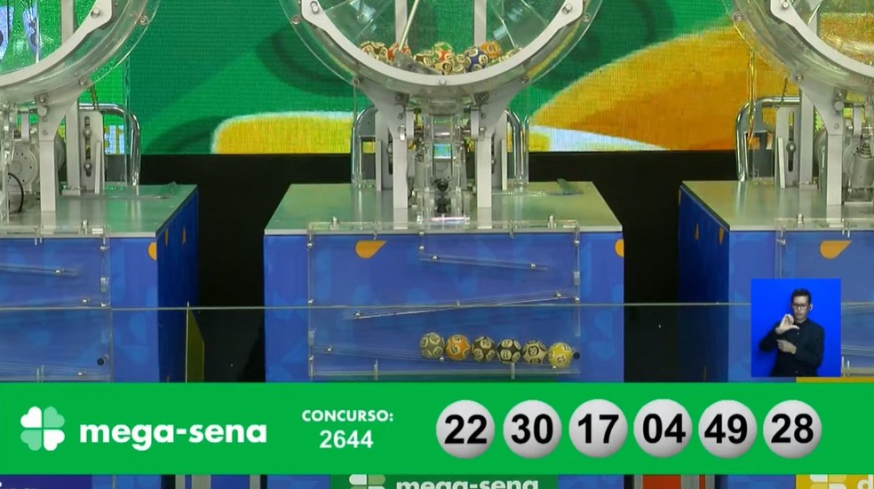 Resultado do sorteio 2644 da Mega-Sena — Foto: Reprodução YouTube/@canalcaixa