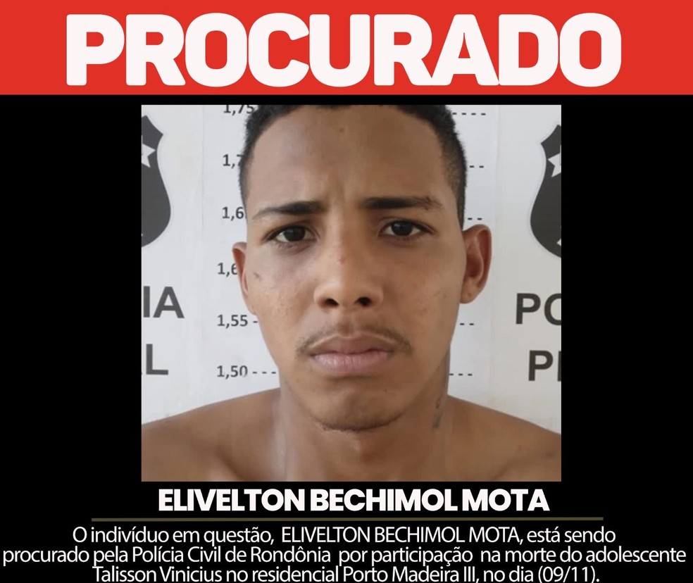 Suspeito de participação do tiroteio que matou adolescente — Foto: Reprodução/ Polícia Civil de Rondônia