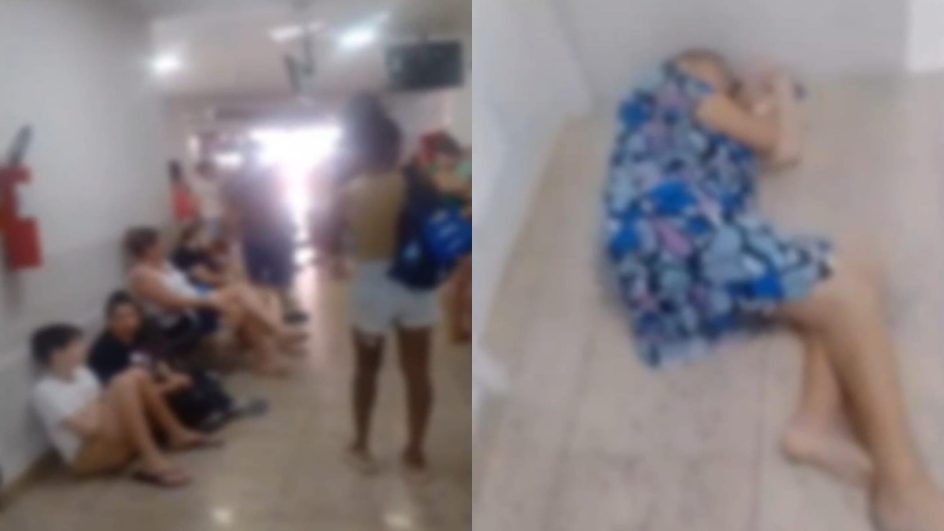 Pacientes esperam no chão por atendimento em hospital lotado de SC; VÍDEO