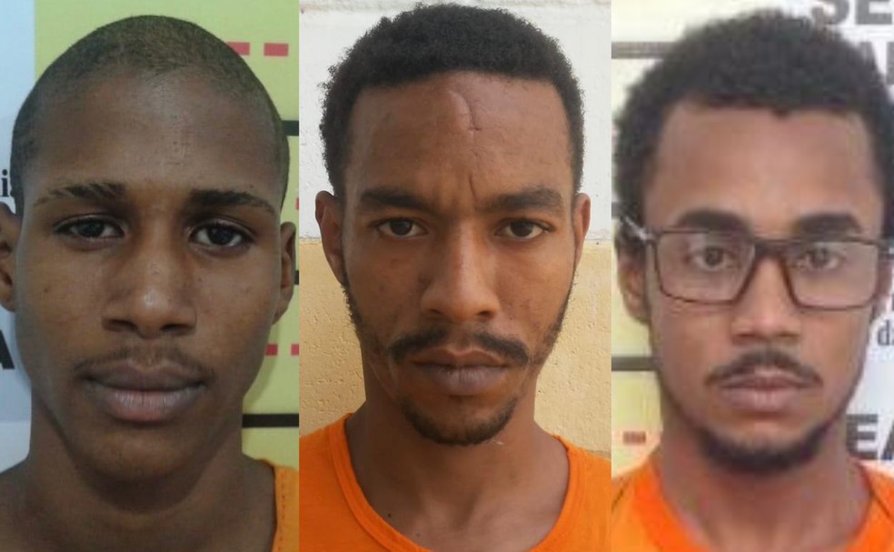Fugitivos foram identificados como Daniel Costa Lima, Lucas Conceição dos Santos e Paulo Ricardo Santos da Silva — Foto: Redes Sociais