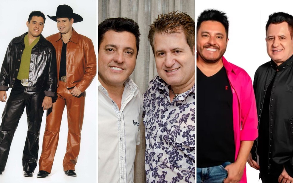 Dupla sertaneja Bruno e Marrone em diferentes visuais — Foto: Reprodução/Cedoc/Redes Sociais
