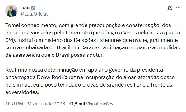 Lula se diz 'consternado' com situação da Venezuela e promete ajuda para reconstrução do país; veja repercussão