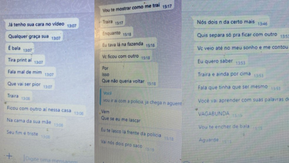 Ameaças feitas pelo suspeito — Foto: Reprodução/Arquivo pessoal