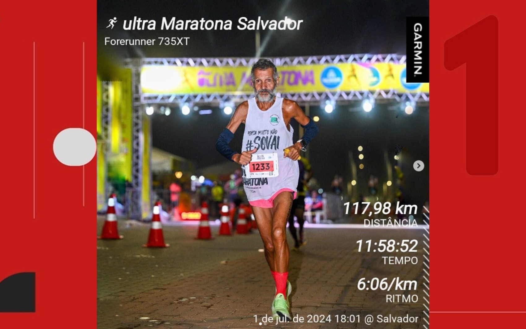 Corredor de 64 anos corre 64 km em Salvador