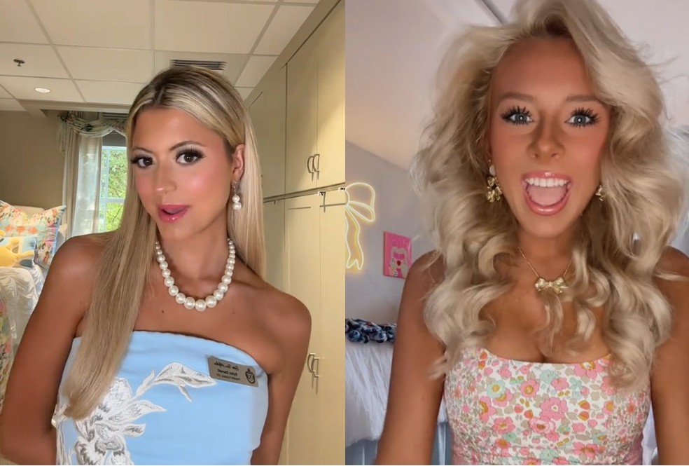 Meninas postam vídeos dos 'looks' ao longo da Rush Week — Foto: Reprodução/Redes sociais