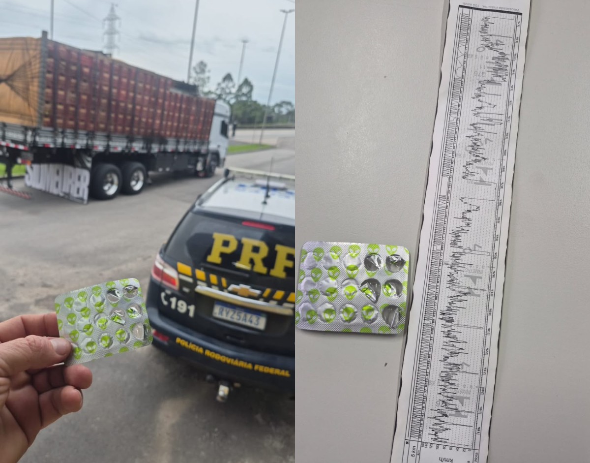 Caminhoneiro é preso após dirigir por 23 horas sem parar e atingir 150 km/h na BR-101 em SC