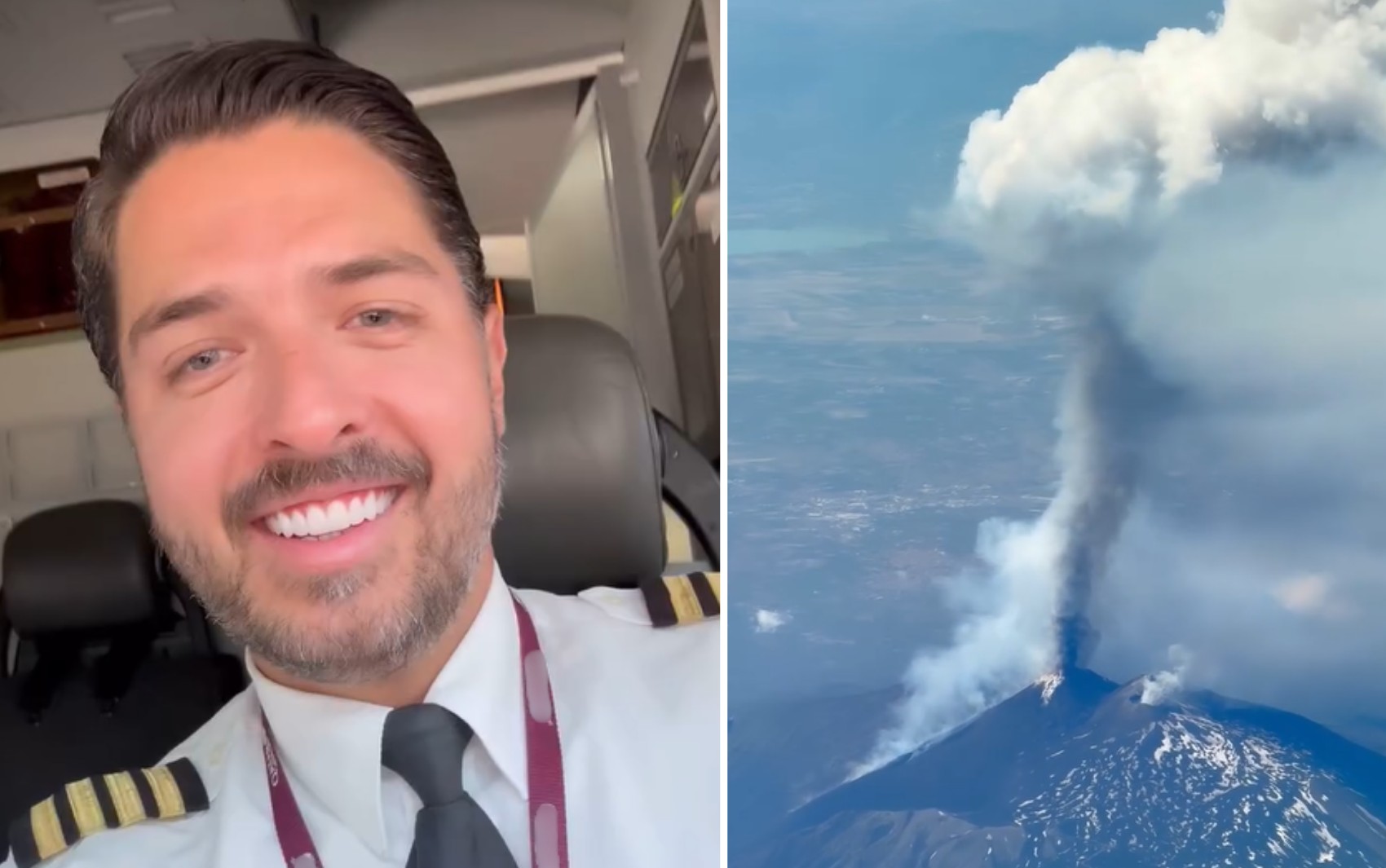 Piloto que morava em Goiás faz vídeo sobrevoando vulcão em erupção na Itália