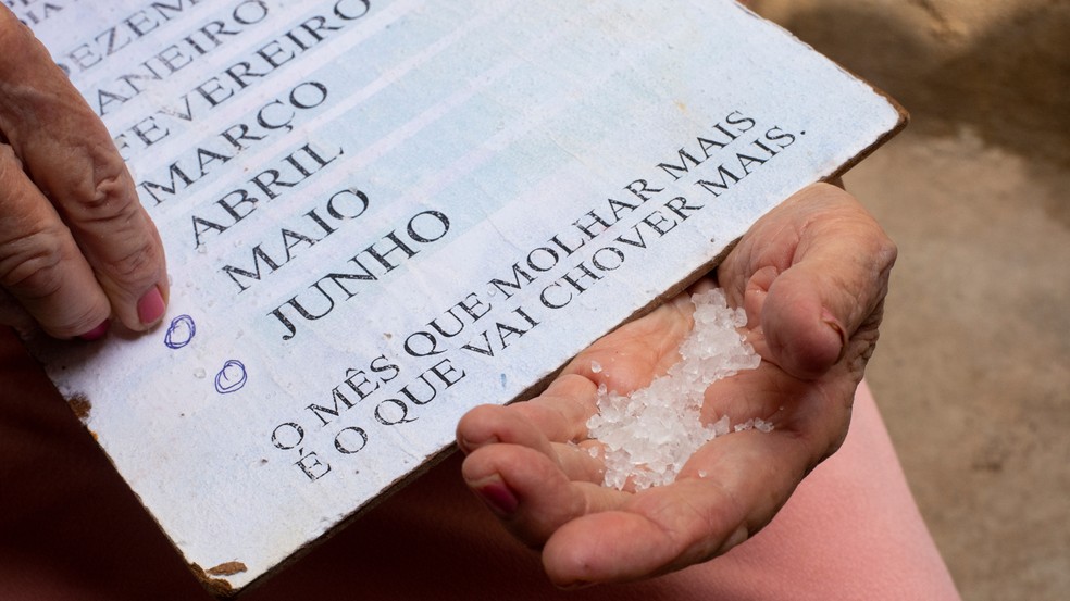 Experiência das pedras de sal é feita pelos profetas da chuva no dia de Santa Luzia, em dezembro — Foto: Secretaria de Cultura de Quixadá/Divulgação