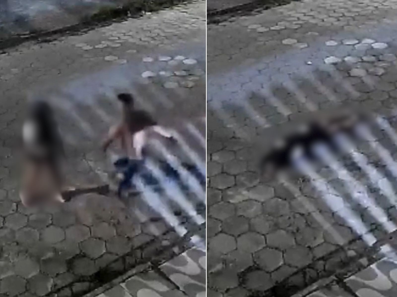 Mulher é espancada pelo companheiro e desmaia na rua no litoral de SP; VÍDEO 