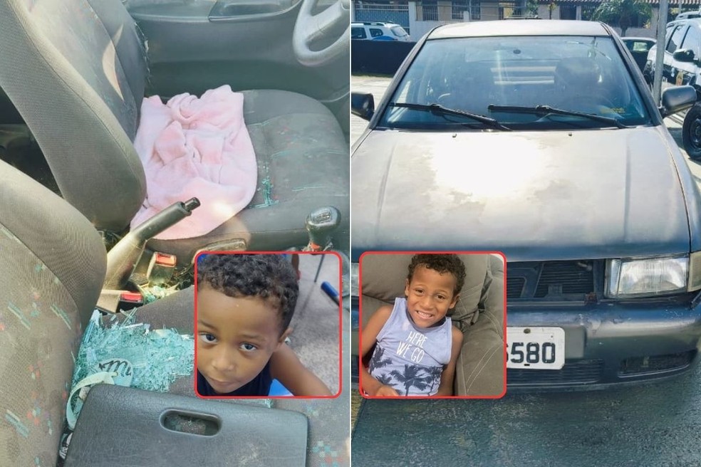 Crianças foram encontradas mortas dentro de um carro em Praia Grande — Foto: Leandro Guedes/TV Tribuna e Reprodução/Redes sociais