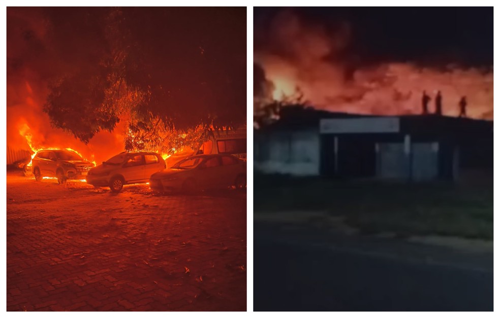 Incêndio atinge 50 veículos em Maranguape — Foto: Reprodução