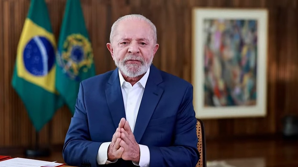 Presidente Lula em vídeo enviado ao Brics — Foto: Reprodução
