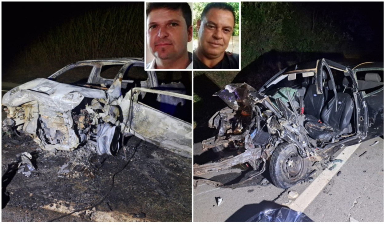 Grave acidente mata dois homens em rodovia no interior de SP; um dos carros pegou fogo