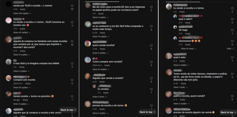 No TikTok, a divulgação é feita pelos comentários. — Foto: g1