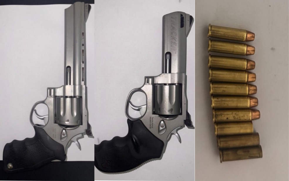 Armas que a polícia disse ter encontrado na casa do suspeito — Foto: Divulgação/Polícia Civil